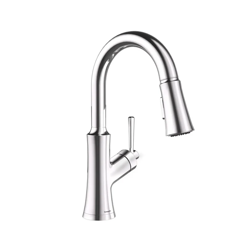 Slick Chrome Finish Pull Down Kitchen Faucet Delivering Top Shelf Performance With Heavy Duty Magnetic Docking One Handle Controls And Snappy 150 Degree Swivel Spout For Stress Free Cooking Sessions