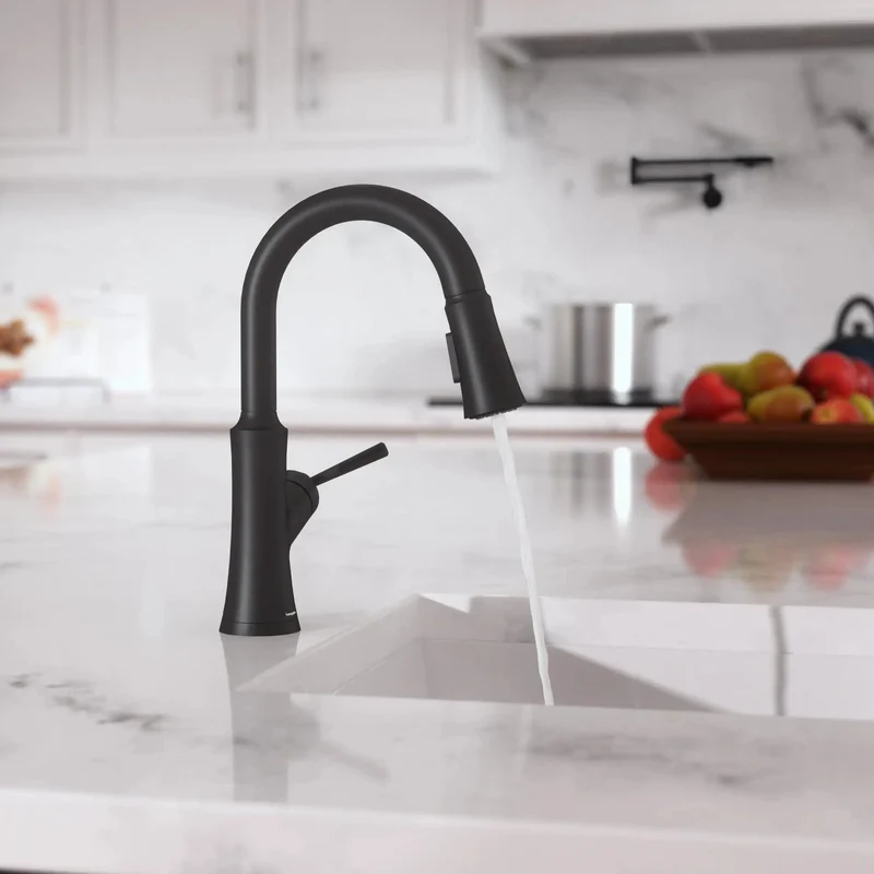Slick Pull Down Kitchen Faucet Featuring Magnetic Spray Head And Smooth One Handle Control Top Shelf Matte Black Finish High Arc Swivel Spout Makes Sink Maintenance A Total Breeze