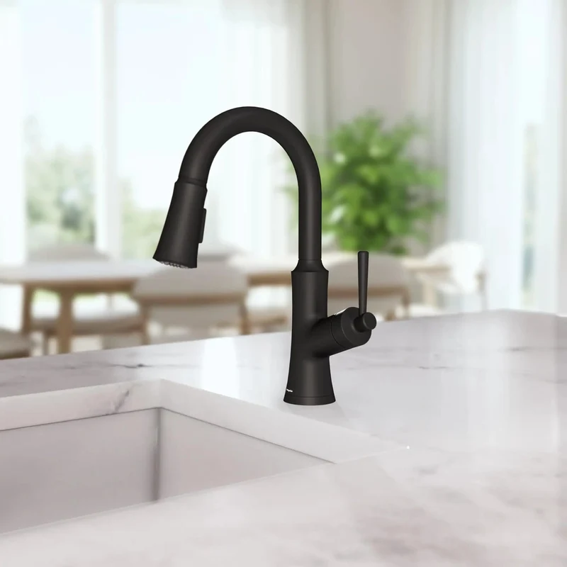 Slick Pull Down Kitchen Faucet Featuring Magnetic Spray Head And Smooth One Handle Control Top Shelf Matte Black Finish High Arc Swivel Spout Makes Sink Maintenance A Total Breeze