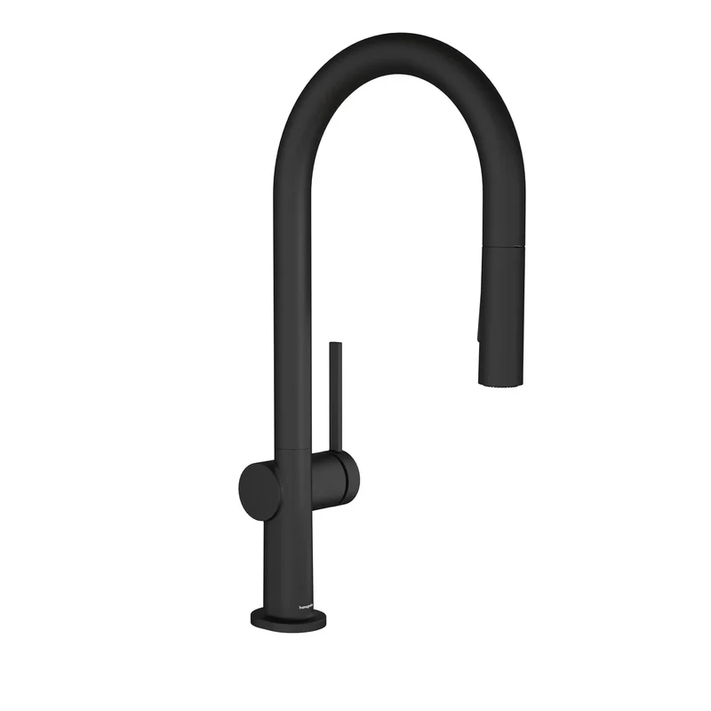 Modern High Arc Pull Down Kitchen Faucet In Slick Matte Black Finish With Strong Magnetic Spray Dock And Single Lever Control For Smooth Operation And Zero Fuss Cleanup