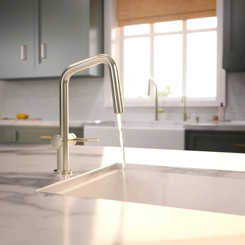 Top Tier Pull Down Kitchen Faucet Featuring Magnetic Hand Sprayer And No Sweat Single Handle Lever Finished In Premium Polished Nickel For Chef Ready Daily Kitchen Cleaning