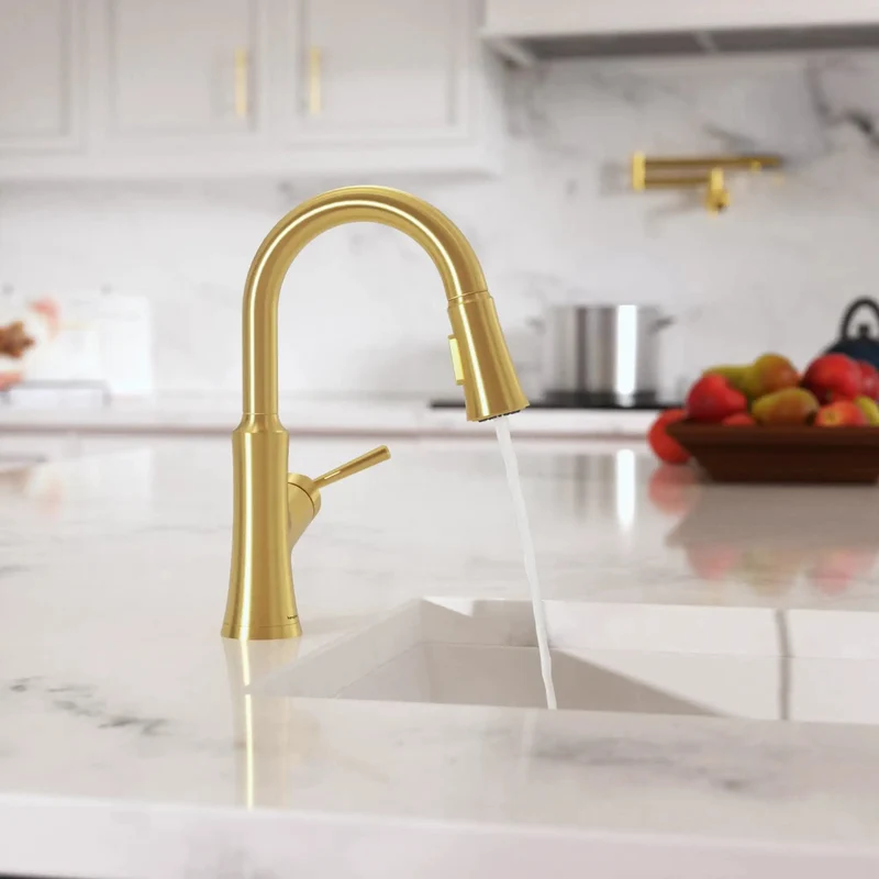 Top Shelf Slick Single Handle Pull Down Kitchen Faucet Featuring Strong Magnetic Docking Sprayer And Heavy Duty Brushed Gold Finish Crafted For Everyday Flex And Zero Sweat Kitchen Upgrades