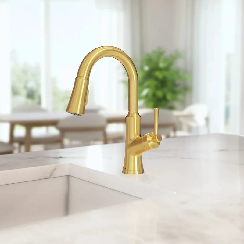 Top Shelf Slick Single Handle Pull Down Kitchen Faucet Featuring Strong Magnetic Docking Sprayer And Heavy Duty Brushed Gold Finish Crafted For Everyday Flex And Zero Sweat Kitchen Upgrades