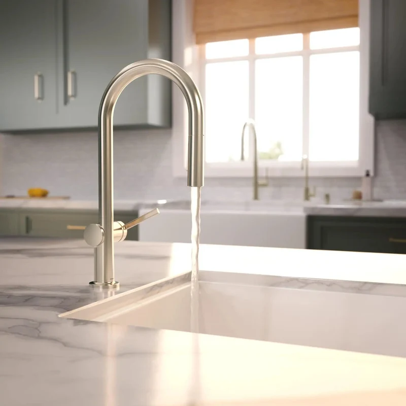 Modern Single Handle Pull Down Kitchen Faucet Quick Attach Magnetic Sprayer Slick Polished Nickel Finish Heavy Duty Build For No Sweat Installation And Top Shelf Kitchen Upgrade