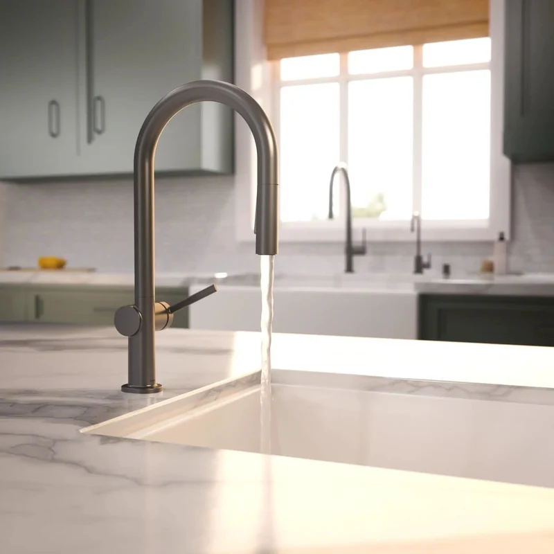 Sleek Brushed Black Chrome Pull Down Kitchen Faucet With Magnetic Hand Sprayer Single Lever Handle High Arch Spout And Total Flex Game Changing Daily Cleanup