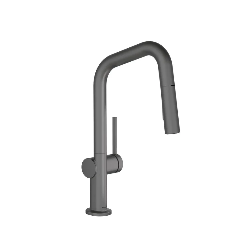 Pull Down Kitchen Faucet With Tough Magnetic Sprayer And Single Lever In Brushed Black Chrome For Modern Spaces Offering A Space Saving U Spout And Ergo Handle That Makes Wash Time A Breeze While Showing Off Sleek Lines And Zero Clutter For Total Style