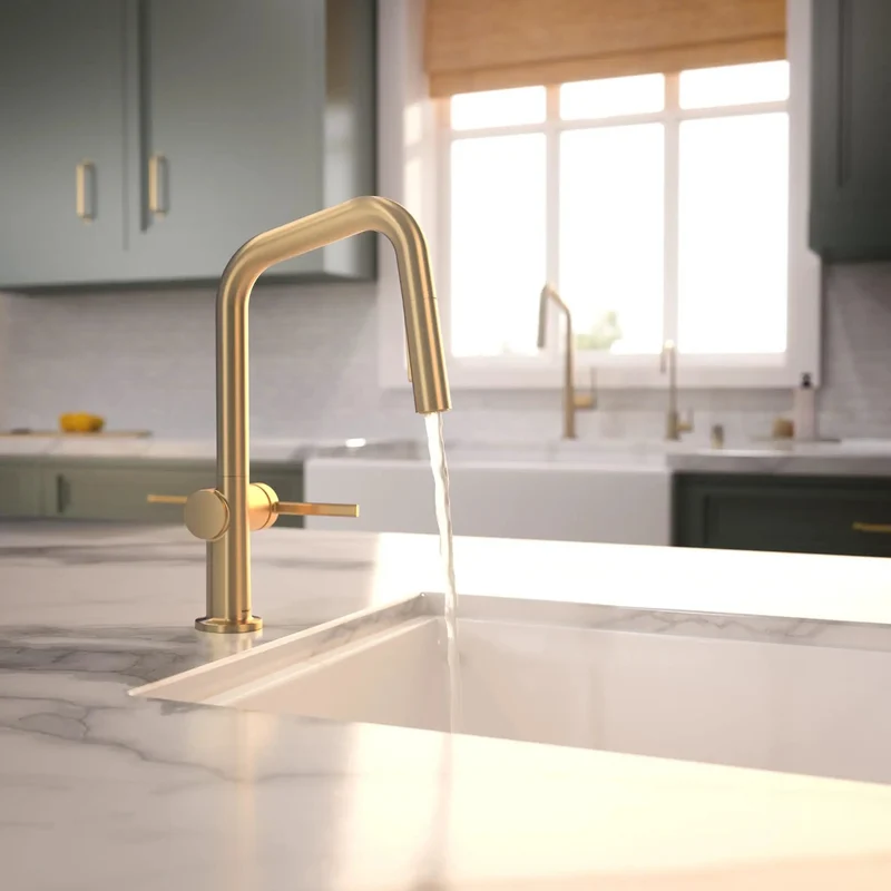 Slick Pull Down Kitchen Faucet Featuring Magnetic Spray Gun Single Lever Handle Brushed Bronze Finish Space Smart U Shaped Spout Water Efficient 1.75 Gpm Flow Crafted For Real Life