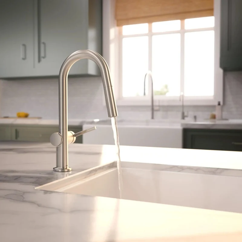 Sleek Pull Down Kitchen Faucet with Magnetic Handspray and High Arc Spout Featuring One Handle Operation and Rugged PVD Stainless Steel Finish That Slays Scratches for a Modern Minimalist Vibe in Your Kitchen Sink Setup