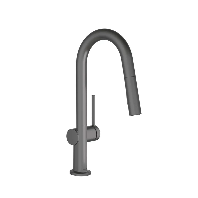High Arch Pull Down Kitchen Faucet Featuring Reliable Magnetic Spray Head And Hassle Free Single Lever Control In Tight Brushed Black Chrome For Clean Home Vibes