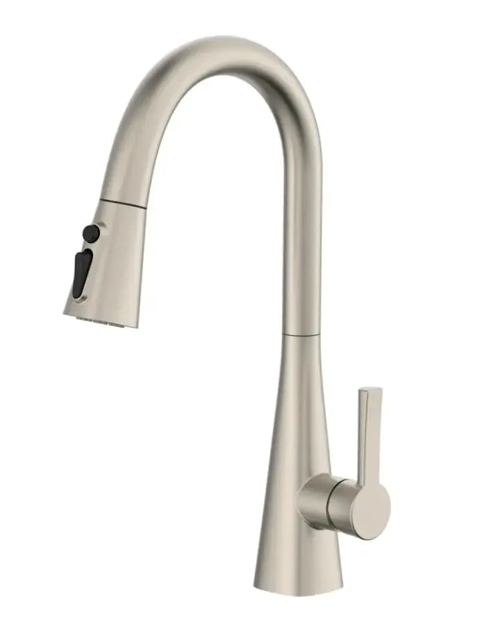 Homeowner Approved Zinc Alloy Kitchen Faucet With Streamlined Spout And Brushed Nickel Single Lever Handle Runs Smooth Designed For Drop Dead Simple Installation And Fast Cleanup