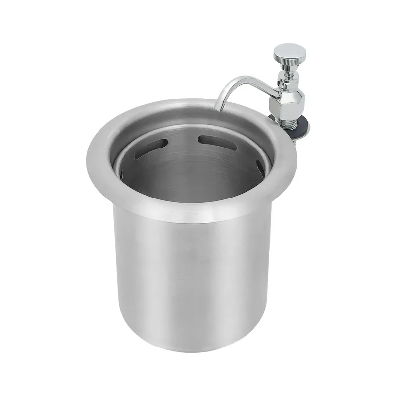 Heavy Duty Dipper Well Faucet And Bowl Set For Coffee Shops And Bar Counters Featuring 304 Stainless Steel Chrome Finish And Smooth Adjustable Flow Control Engineered For Stress Free Daily Rinsing Tasks