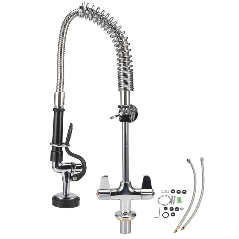 Pro Grade Commercial Kitchen Faucet Featuring Hella Sturdy Die Cast Brass Body Super Slick Pull Down Hose Sprayer And Zero Fuss 360 Degree Swivel Flow In Polished Chrome