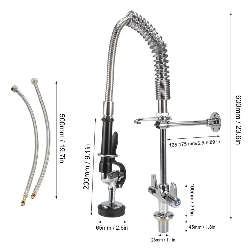 Pro Grade Commercial Kitchen Faucet Featuring Hella Sturdy Die Cast Brass Body Super Slick Pull Down Hose Sprayer And Zero Fuss 360 Degree Swivel Flow In Polished Chrome
