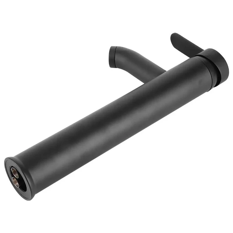 Premium Stainless Steel Tall Basin Faucet In Sleek Black With Integrated Bubbler Filter To Soften Water And Cut Noise Featuring Rock Solid Resiliency Against Heat And High Pressure While Delivering A Smooth Flow And Leak Proof Reliability For Vanity Tops