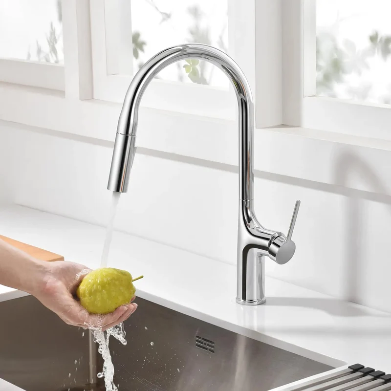 Premium Brushed Gold Kitchen Faucet With Pull Down Sprayer Providing Dual Spray Modes And Hella Tough Corrosion Resistant Stainless Steel Build For Quick Daily Cleaning Tasks