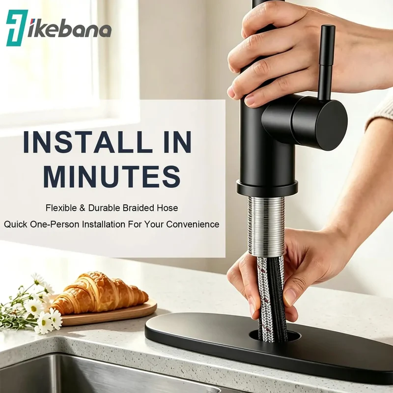 Rugged Matte Black Kitchen Faucet With Pull Down Sprayer Heavy Duty Stainless Steel High Arc Single Handle Tap Packing Three Spray Modes And Smooth 360 Swivel Quick Swap Fit For Farmhouse RV Laundry Or Bar Sink