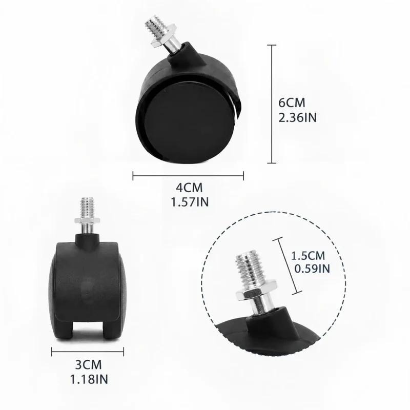 Glide Like Butter Four Pack Swivel Caster Wheels With Brakes For Oil Filled Radiators And Electric Heaters Replacement Casters For Furniture And Bath Chairs Floor Safe Plastic Design Quiet Operation Black