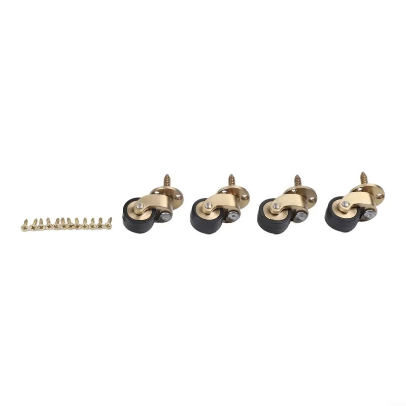 Set Of Four Heavy Duty Brass Furniture Casters Providing Dead Quiet 360 Swivel Glide For Effortless Couch Relocation And Super Easy Modern Assembly