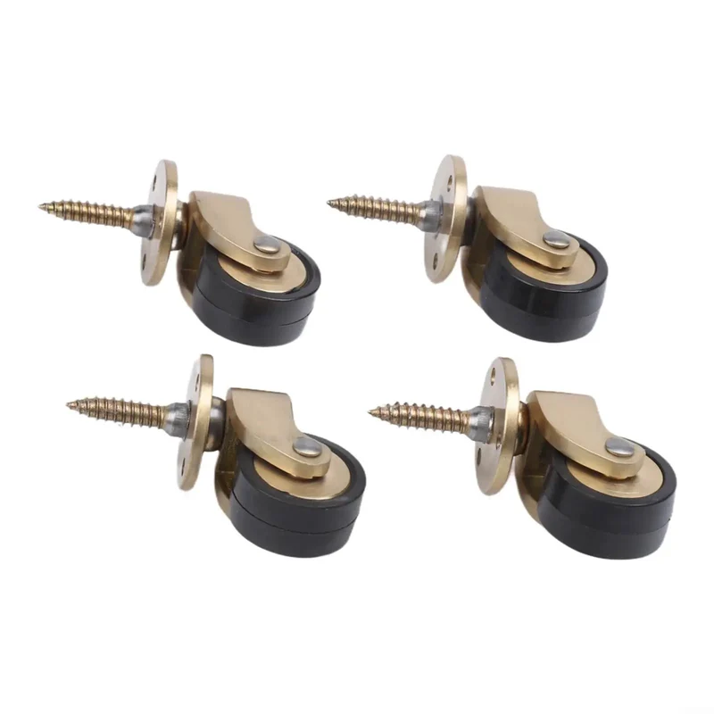 Set Of Four Heavy Duty Brass Furniture Casters Providing Dead Quiet 360 Swivel Glide For Effortless Couch Relocation And Super Easy Modern Assembly