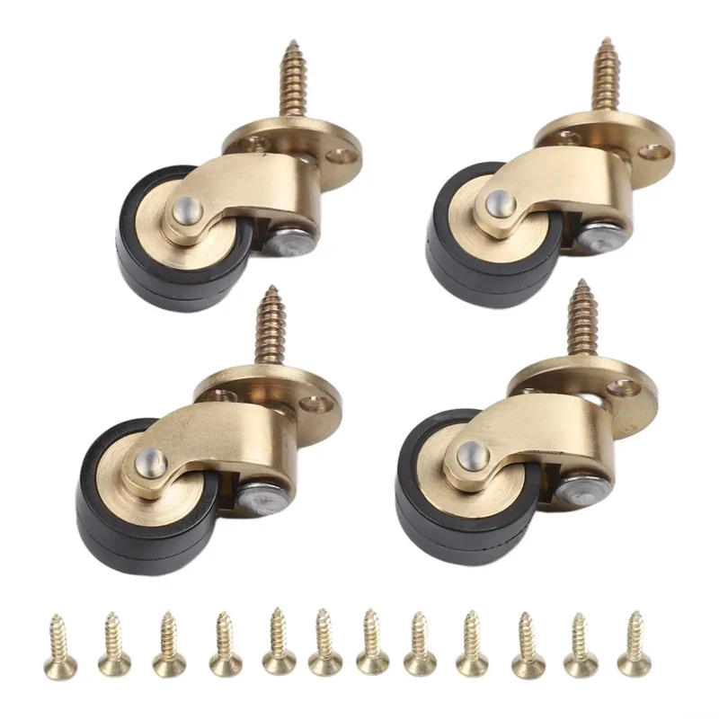 Set Of Four Heavy Duty Brass Furniture Casters Providing Dead Quiet 360 Swivel Glide For Effortless Couch Relocation And Super Easy Modern Assembly