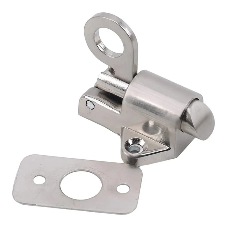 Premium Heavy Duty Spring Loaded Bolt Latch With Zinc Alloy Pull Ring And Quick Grip Rubber Hasp For No Fuss Gate Shed Cabinet Sliding Door Security Lock Mount