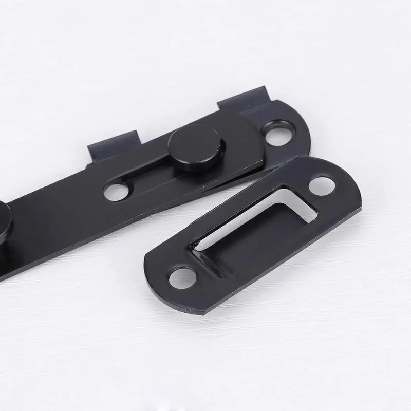 2pcs Beefy Right Angle Hasp Latch Pair Forged From Rust Proof Stainless Steel Boasting A Heavy Duty Build And Mean Black Coating To Hold Down Doors Windows And Gates With Serious Security So You Can Chill Knowing Your Gear Is Squared Away