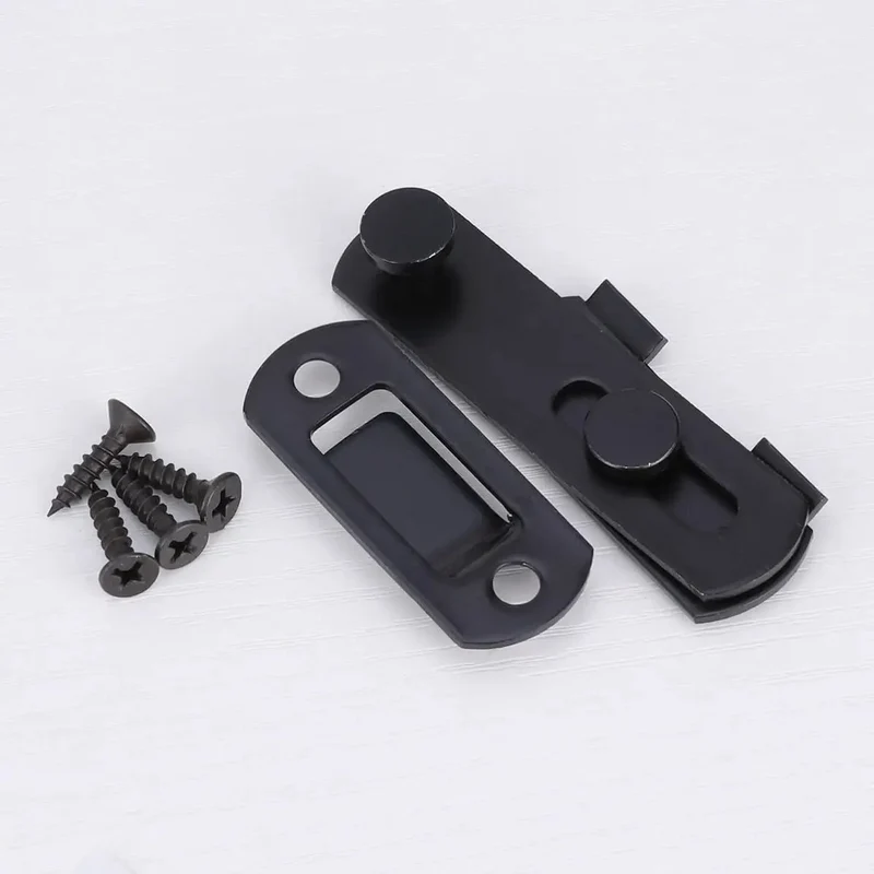 2pcs Beefy Right Angle Hasp Latch Pair Forged From Rust Proof Stainless Steel Boasting A Heavy Duty Build And Mean Black Coating To Hold Down Doors Windows And Gates With Serious Security So You Can Chill Knowing Your Gear Is Squared Away