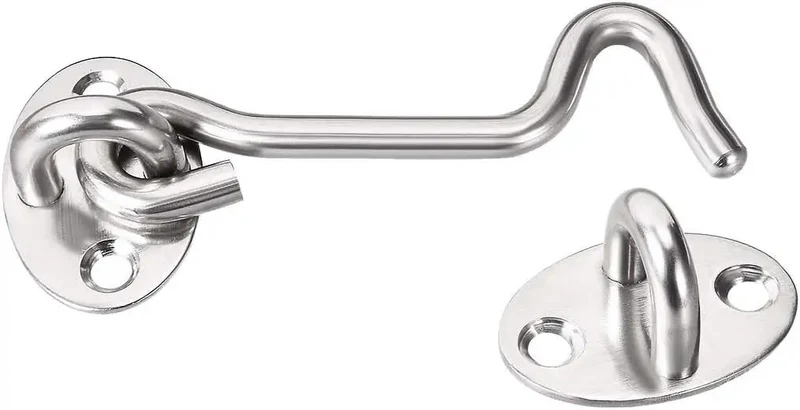 Heavy Duty Beefy Hook Snap Latch For Swing Gates And Doors With Stainless Steel Screws And Button Brushed Finish Windproof Security For Cabin Fence And Window