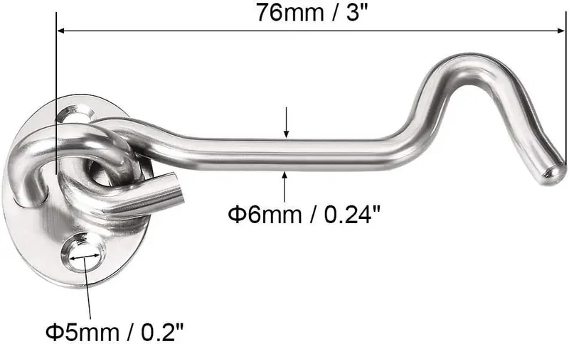 Heavy Duty Beefy Hook Snap Latch For Swing Gates And Doors With Stainless Steel Screws And Button Brushed Finish Windproof Security For Cabin Fence And Window