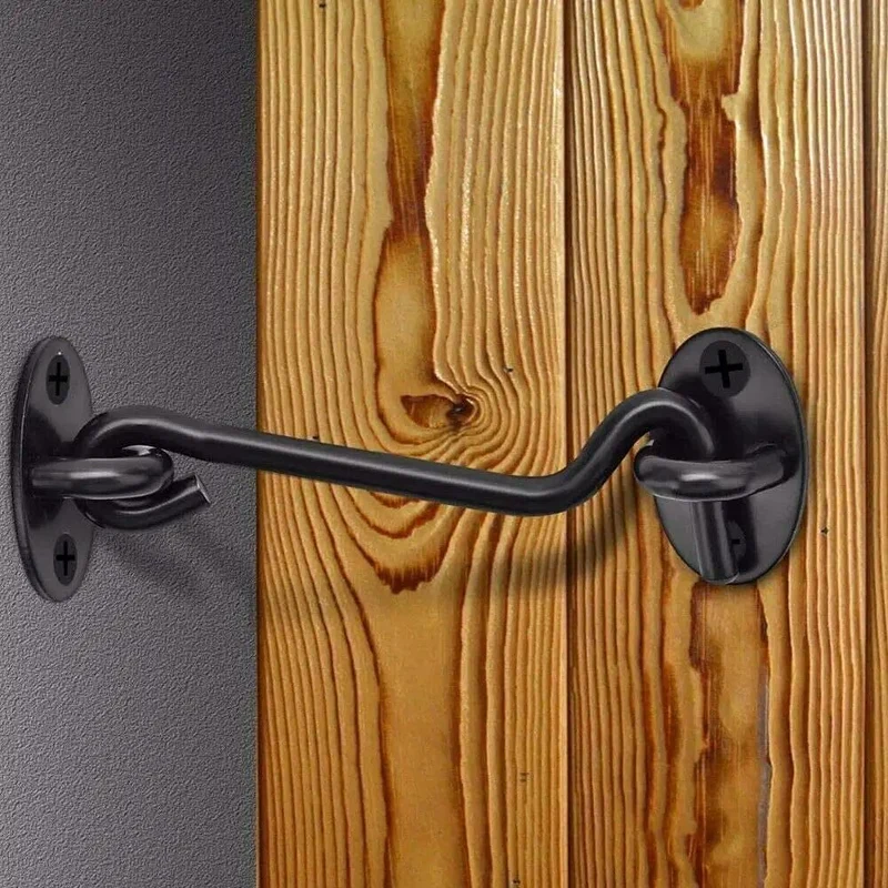 Built Like A Tank Two Pack Swivel Hook Gate Latch Stainless Steel Barn Shed Cabinet Door Holder Corrosion Proof Black Tone Heavy Duty Kit For A Snappy Wood Door Setup