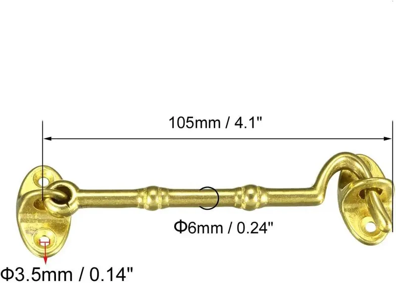 Heavy Duty Brass Hook And Eye Gate Latch For Cabin Doors And Casement Windows Windproof Silent Door Holder Top Shelf Quality Golden Finish Built Like A Tank And Works Like A Charm