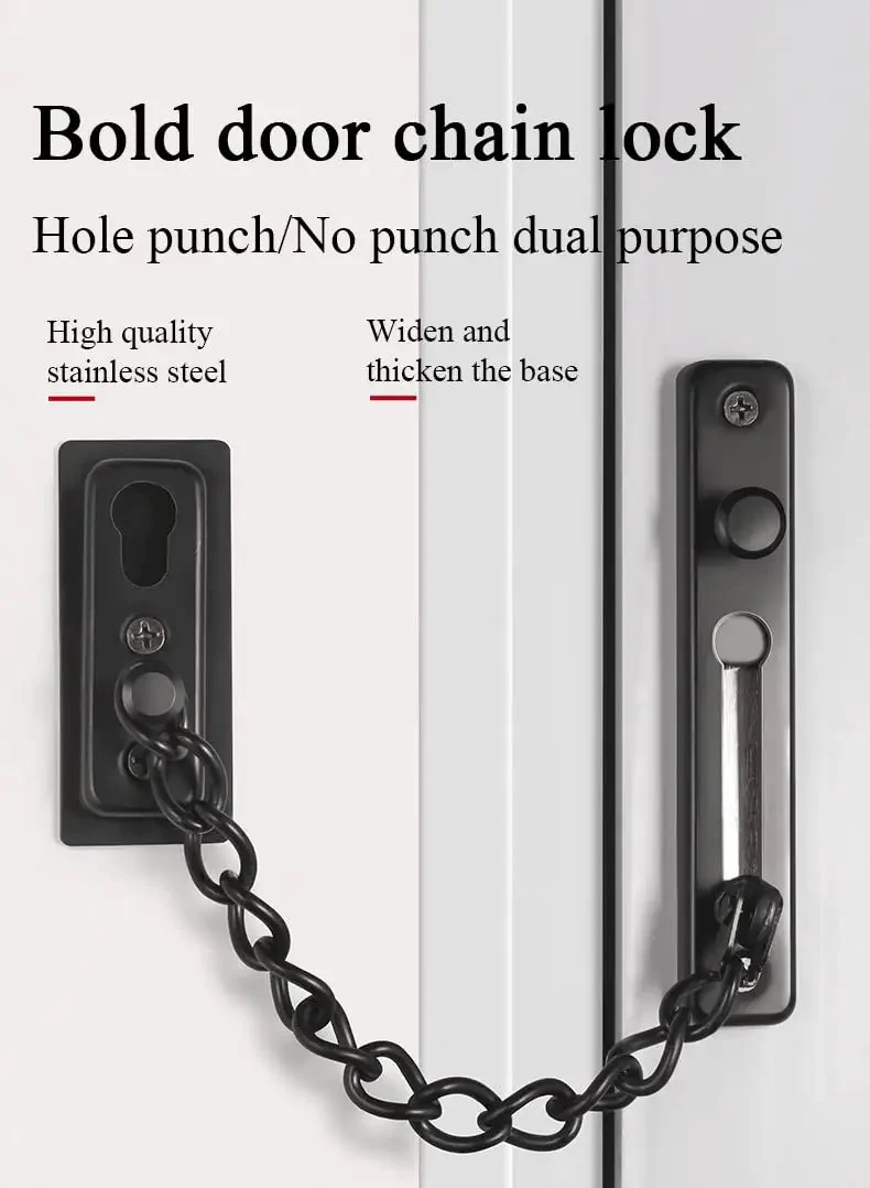 Heavy Duty Stainless Steel Door Chain Lock And Reinforced Base Sliding Bolt Gate Latch With Tough As Nails Spring Press Action For Locking It Down Tight And Zero Hassle Home Security