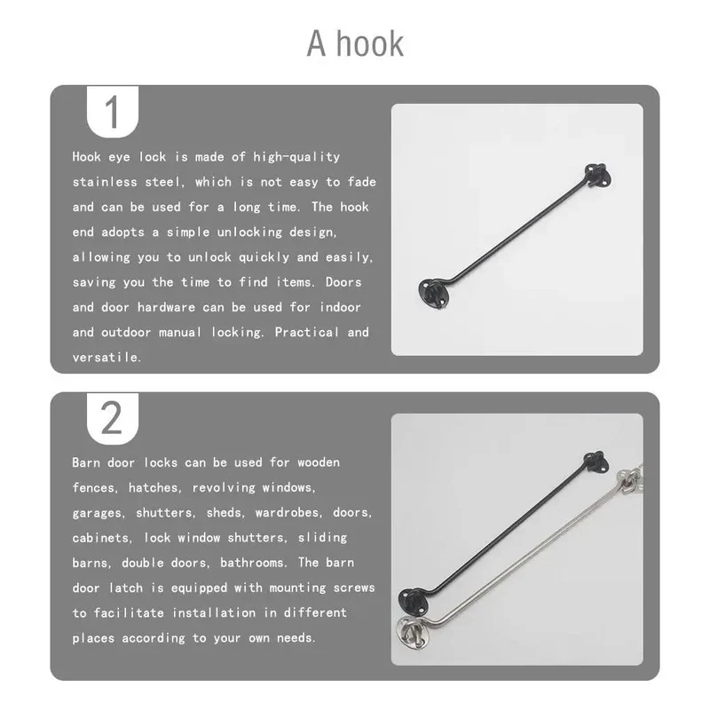 Heavy Duty Stainless Steel Hook And Eye Latch For Gate Barn Door Deadbolt Lock Rock Solid Corrosion Resistant Shed Gate Hardware Zero Hassle Assembly