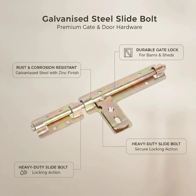 Tough As Nails Manual Slide Bolt Gate Latch Lock For Outdoor Fences And Barn Doors With Rock Solid Weatherproof Strike Plate Hardware To Keep Your Backyard Secured Tight