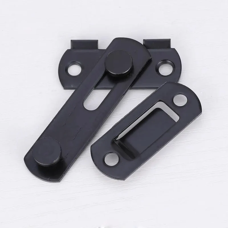 Tough As Nails Stainless Steel Gate Latch For Shed Or Fence, Right Angle Door Hasps With Slot Design, Rust Proof Black Hardware Locks Keep Out Intruders, Straightforward Install Mounting Kit Included