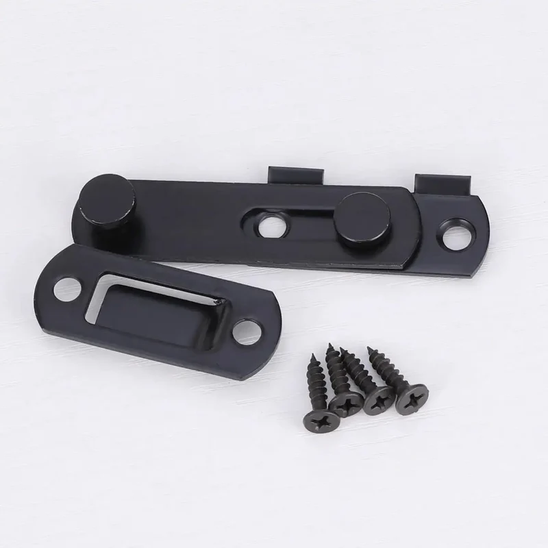 Two Pack Sleek Black Stainless Steel Right Angle Door Hasp Latch For Heavy Duty Gate And Cabinet Security Lock Built Badass And Rust Resistant With No Sweat Install