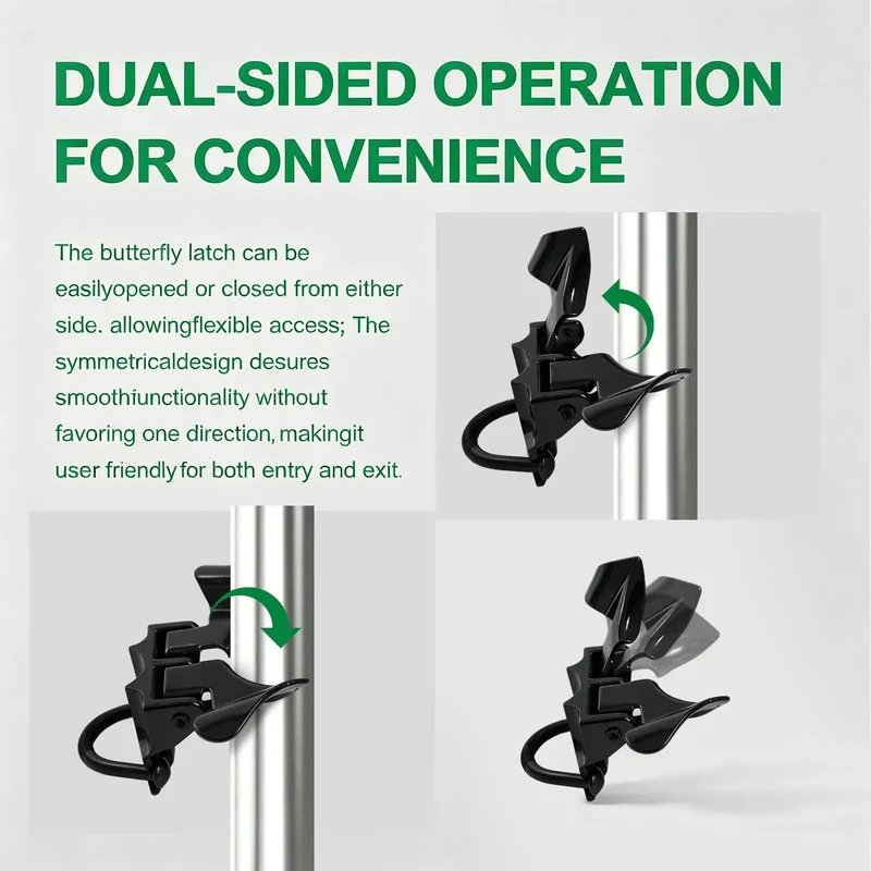 Badass Chain Link Fence Butterfly Gate Latch With Sleek Black Powder Coated Finish Wall Mount Heavy Duty Yard Security Lock No Sweat Installation Fits Standard Pipe Frames For Slick Backyard Protection