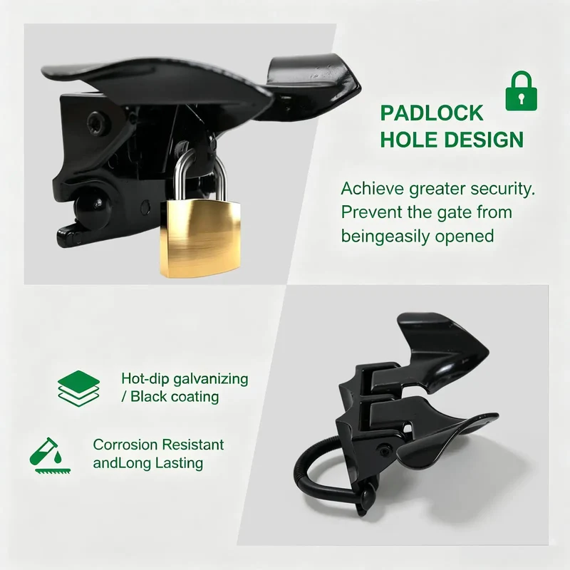 Badass Chain Link Fence Butterfly Gate Latch With Sleek Black Powder Coated Finish Wall Mount Heavy Duty Yard Security Lock No Sweat Installation Fits Standard Pipe Frames For Slick Backyard Protection