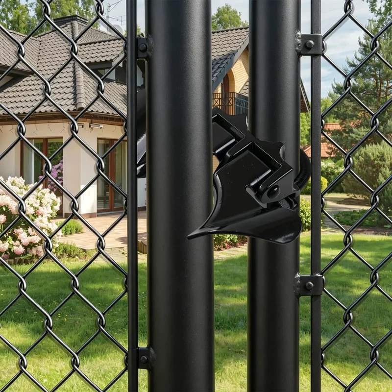 Badass Chain Link Fence Butterfly Gate Latch With Sleek Black Powder Coated Finish Wall Mount Heavy Duty Yard Security Lock No Sweat Installation Fits Standard Pipe Frames For Slick Backyard Protection