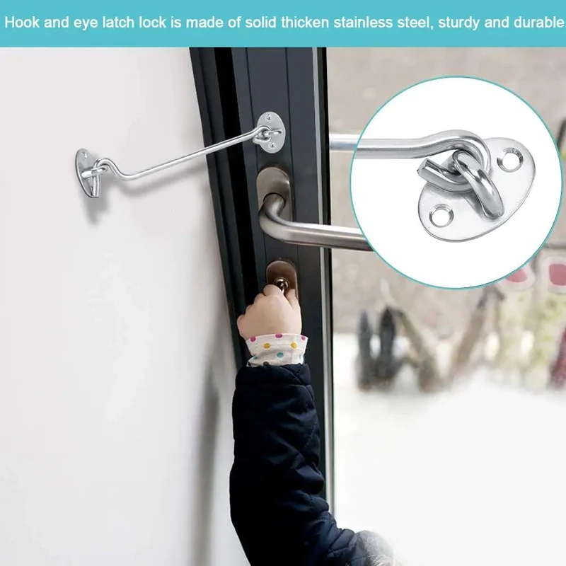 Tough As Nails Three Piece 10 Inch Privacy Hook Eye Latch Locks Built From Heavy Duty Stainless Steel For Cabin Doors And Windows With Rock Solid Security That Keeps Everything Shut Tight