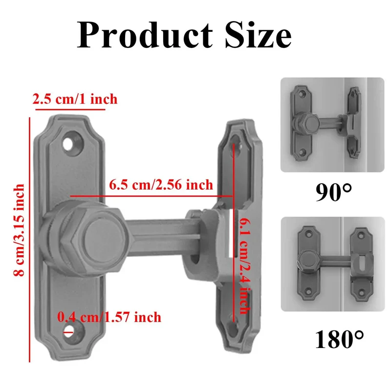 Beefy Flip Gate Latch For Barn Doors With 360 Degree Rotary Hasp And Right Angle Swinging Design Rust Resistant Zinc Alloy Security Lock In Gray That Is Legit Durable And Super Easy To Install On Any Patio Or Balcony