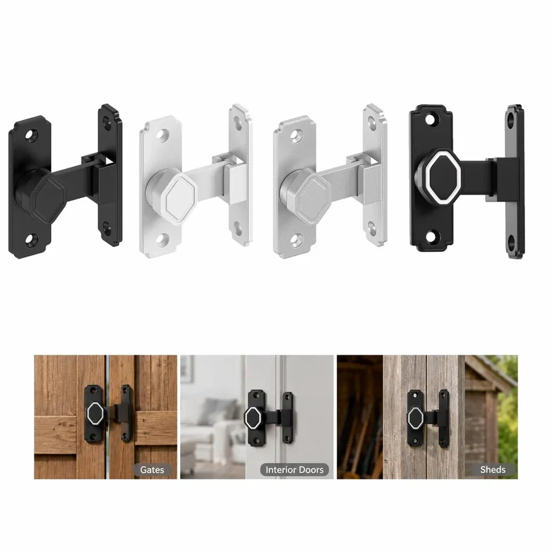 Premium Aluminum Sliding Barn Door Lock Featuring 90 Degree Flip Security Latch With Hella Sturdy Heavy Duty Build For Smooth Interior Patio Gates And Room Dividers