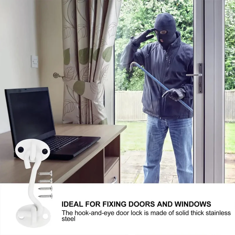 Heavy Duty Stainless Steel Gate Hook And Eye Latch Lock For Door Window Garage Shed Cabinet Hardware Featuring Straight Up Tough Rust Resistant Build And Slick Swivel Action For Any Home Project