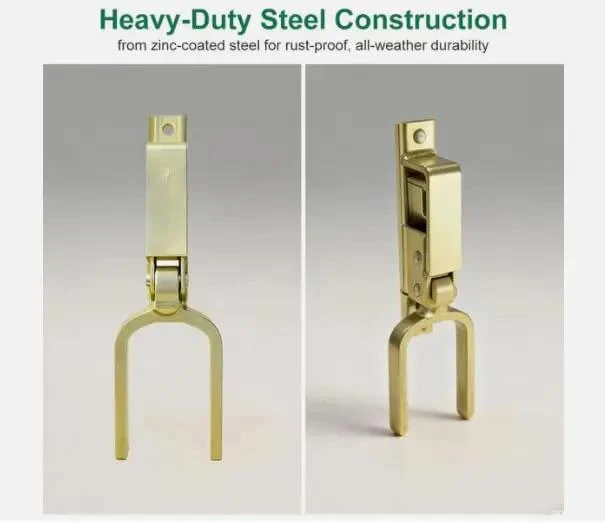 Heavy Duty Instant Locking Gate Latch With Slick One Hand Operation Rust Resistant Gold Alloy Steel Fence Hardware Built Tough As Nails For Farm Ranch Yards