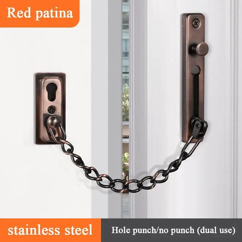 Premium Stainless Steel Door Chain Lock With Heavy Duty Sliding Bolt Gate Latch Hardware For Knockback Entry Security And Tough Outdoor Rust Free Daily Grind Protection