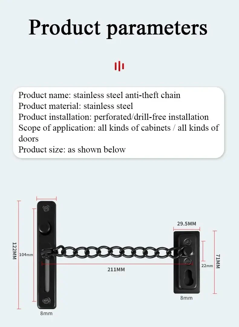 Premium Stainless Steel Door Chain Lock With Heavy Duty Sliding Bolt Gate Latch Hardware For Knockback Entry Security And Tough Outdoor Rust Free Daily Grind Protection
