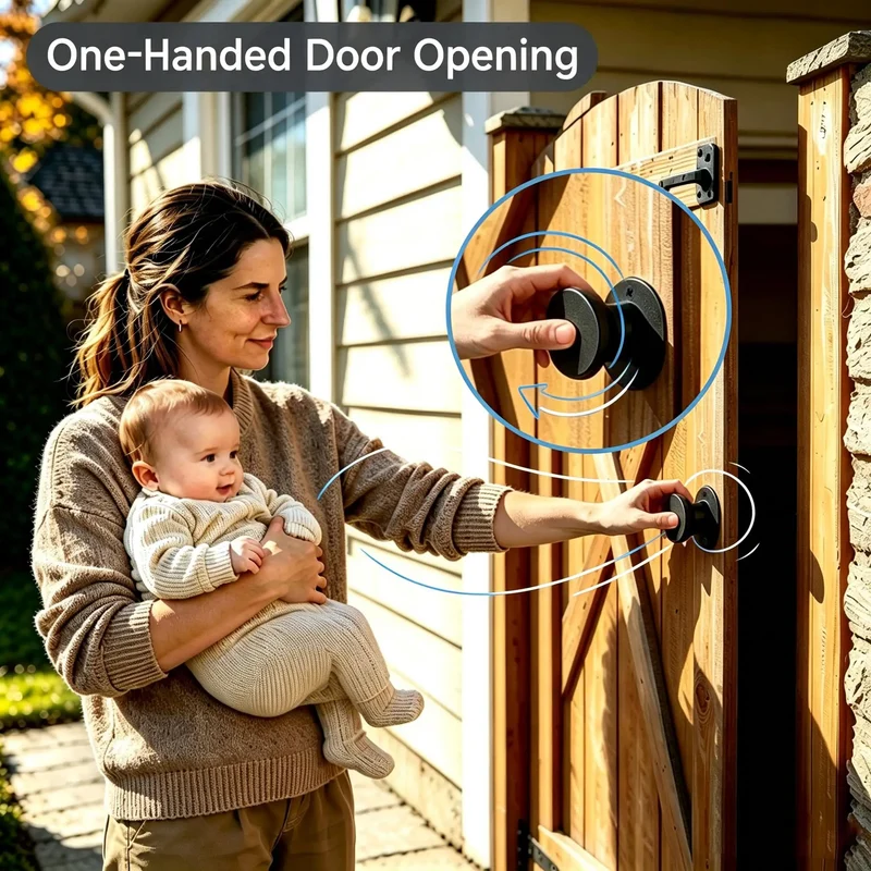 Heavy Duty One Hand Spring Pop Gate Latch With Self Locking Design For Wood And Vinyl Fences Rustproof Weatherproof Slick Black Coating No Sweat Quick Release