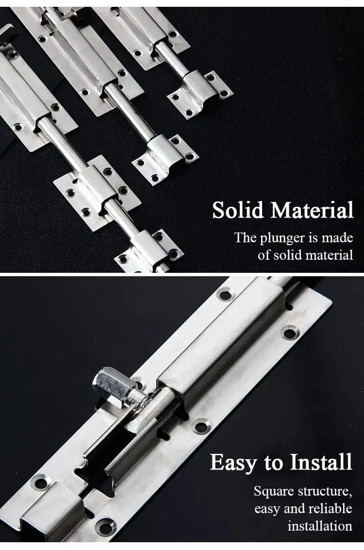 Heavy Duty Stainless Steel Slide Barrel Bolt Gate Latch Four Pack Quick Install Yard Security Lock Hog Tight Grip Snap Together Pet Safe Smooth Operation No Fuss Setup