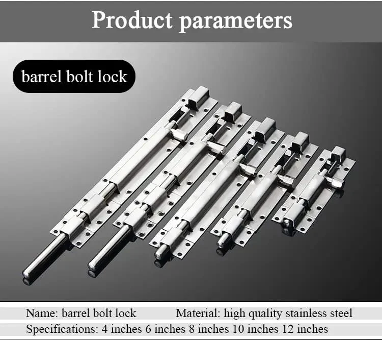 Heavy Duty Stainless Steel Slide Barrel Bolt Gate Latch Four Pack Quick Install Yard Security Lock Hog Tight Grip Snap Together Pet Safe Smooth Operation No Fuss Setup