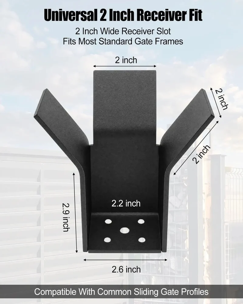 Heavy Duty Steel Slide Gate End Catch With Two Inch Receiver For Slick Sliding Gate Operation And Secure Yard Fence Alignment Built Damn Tough For Everyday Outdoor Use Without Any Fuss Or Hassle At All